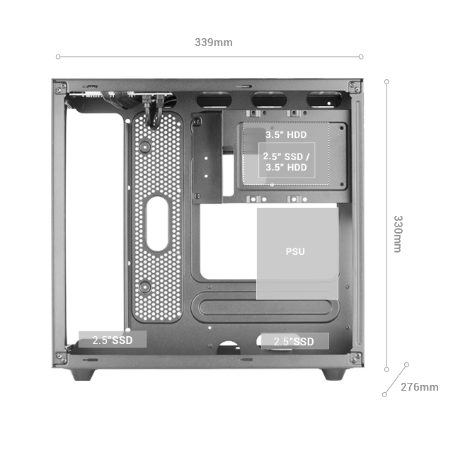 Mars Gaming MC-CORE FRGB Mini tour USB 3.0 avec fenêtre blanche