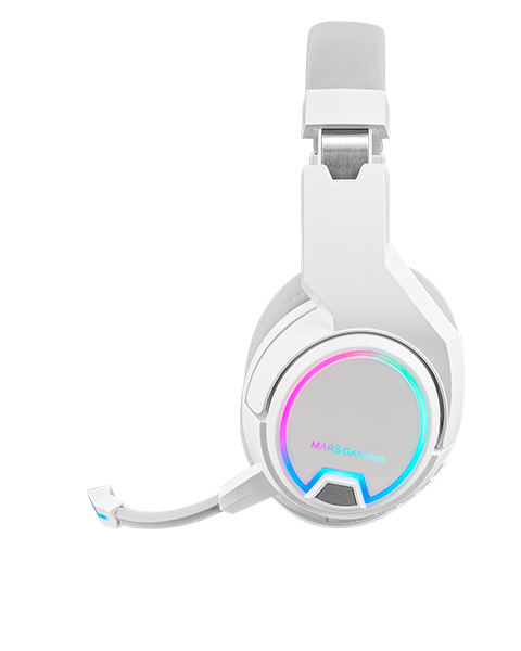 Mars Gaming MHAX White, Casque Gaming RGB, Microphone Détachable