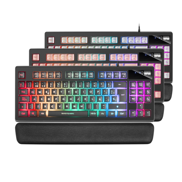 Mars Gaming MKXTKLRPT, Clavier Mécanique Ultra-compact TKL RGB,  Repose-poignet, Switch OUTEMU SQ Red, Langue Portugaise